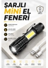 El Feneri Led USB Şarjlı Zoom Mini Led Işık Acil Durum Feneri