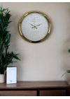 ® Elegant White Gold 40 Cm Metal Duvar Saati