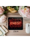 Energy Yazılı Kırmızı Neon Mouse Pad - 19x23 cm 2 mm Dikdörtgen İthal Baskılı Mouse Pad