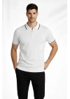 Erkek 3’lü Paket Dokuma Triko  Fermuarlı Yakalı Fitilli Kısa Kollu Regular Fit Tişört - Beyaz, Haki, Siyah