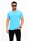 Erkek Basic Tişört Bisiklet Yaka Kısa Kol Günlük Yazlık Slim fit T-Shirt - Açık Mavi