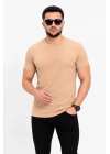 Erkek Basic Tişört Bisiklet Yaka Kısa Kol Günlük Yazlık Slim fit T-Shirt - Bej