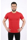 Erkek Basic Tişört Bisiklet Yaka Kısa Kol Günlük Yazlık Slim fit T-Shirt - Kırmızı
