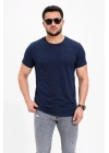 Erkek Basic Tişört Bisiklet Yaka Kısa Kol Günlük Yazlık Slim fit T-Shirt - Lacivert