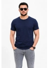 Erkek Basic Tişört Bisiklet Yaka Kısa Kol Günlük Yazlık Slim fit T-Shirt - Lacivert