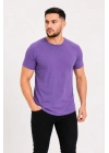 Erkek Basic Tişört Bisiklet Yaka Kısa Kol Günlük Yazlık Slim fit T-Shirt - Mor