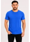 Erkek Basic Tişört Bisiklet Yaka Kısa Kol Günlük Yazlık Slim fit T-Shirt - Saks Mavisi