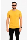 Erkek Basic Tişört Bisiklet Yaka Kısa Kol Günlük Yazlık Slim fit T-Shirt - Sarı