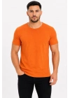 Erkek Basic Tişört Bisiklet Yaka Kısa Kol Günlük Yazlık Slim fit T-Shirt - Turuncu