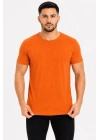Erkek Basic Tişört Bisiklet Yaka Kısa Kol Günlük Yazlık Slim fit T-Shirt - Turuncu