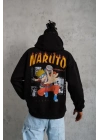 Erkek Baskılı Kapüşonlu 3 iplik pamuklu hoodie Sweatshirt - Siyah