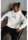Erkek Baskılı Kapüşonlu ve Kanguru Cepli Sweatshirt hoodie - Beyaz