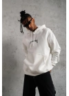 Erkek Baskılı Kapüşonlu ve Kanguru Cepli Sweatshirt hoodie - Beyaz