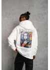 Erkek Baskılı Kapüşonlu ve Kanguru Cepli Sweatshirt hoodie - Beyaz