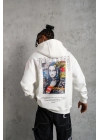 Erkek Baskılı Kapüşonlu ve Kanguru Cepli Sweatshirt hoodie - Beyaz