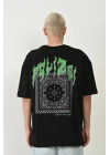 Erkek Baskılı T-Shirt Kısa Kol Bisiklet Yaka Rahat Kalıp Tişört  - Siyah