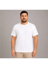 Erkek Battal Big Size Basic Tişört Bisiklet Yaka Rahat Kalıp T-Shirt - Beyaz
