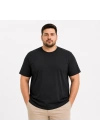 Erkek Battal Big Size Basic Tişört Bisiklet Yaka Rahat Kalıp T-Shirt - Siyah
