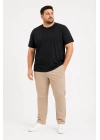 Erkek Battal Big Size Basic Tişört Bisiklet Yaka Rahat Kalıp T-Shirt - Siyah