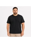 Erkek Battal Big Size Basic Tişört Bisiklet Yaka Rahat Kalıp T-Shirt - Siyah