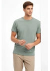 Erkek Bisiklet Yaka Tişört Regular Kalıp Basic Pamuklu Günlük Kullanım T-shirt - Mint Yeşili