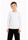 Erkek Çocuk Basic Uzun Kollu Tişört Okul Günlük Rahat T-Shirt - Beyaz