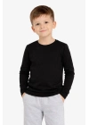 Erkek Çocuk Basic Uzun Kollu Tişört Okul Günlük Rahat T-Shirt - Siyah