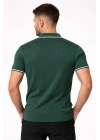 Erkek Fermuarlı Yaka Fitilli Triko Kısa Kollu Regular Fit Tişört T-shirt - Yeşil