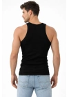 Erkek Fitilli Likralı Kaşkorse Atlet Vücuda Oturan Basic Şıklık - Siyah