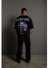 Erkek Oversize Tişört Golf GTI Retro Araba Baskılı T-shirt - Siyah