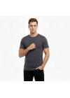 Erkek T-Shirt Bisiklet Yaka Slim Fit dar kesim Likralı Tişört Günlük Basic Body - Füme