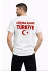Erkek TÜRKİYE Ay Yıldız Baskılı Taraftar Forma T-Shirt - Beyaz