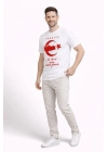 Erkek TÜRKİYE Ay Yıldız Baskılı Taraftar Forma T-Shirt - Beyaz