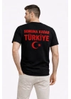 Erkek TÜRKİYE Ay Yıldız Baskılı Taraftar Forma T-Shirt - Siyah
