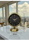 ® Eskitme Mermer Desenli 25 x 20 Cm Metal Masa Saati