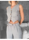 Essential yelek pantolon takım gri s255254