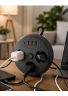 Ev Ofis İçin Çoklu Priz 3 Priz 3 USB Type C Güvenli Enerji Yönetimi