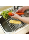 ®  Evye Üstü Katlanır Nihale Paslanmaz Çelik Pratik Sebze Meyve Bulaşık Kurutma Süzgeci