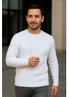 Fitilli Triko Kazak 4’lü Set – Beyaz, haki, bej, Siyah | Kalın Dokuma Pamuklu Regular Fit Bisiklet Yaka Uzun Kollu Kışlık ve Baharlık Rahat Triko Kombini