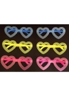 Fosforlu Kalp Model Glow Parti Gözlüğü Karanlıkta Yanan Gözlükler 12 Adet