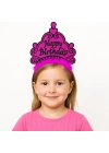 Fuşya Happy Birthday Prenses Tacı – Doğum Günü Taç Aksesuarı