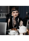 Gatsby Aksesuar Seti – Siyah Charleston Saç Bandı, Uzun Eldiven & Sigaralık