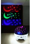 ® Gece Lambası Projeksiyon Görünümlü Şarjlı Yıldızlı Yuvarlak