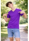 Genç Erkek Çocuk V Yaka Tişört Yazlık Model Günlük Basic Body - Mor