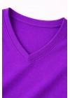 Genç Kız Çocuk V Yaka Tişört Yazlık Model Günlük Basic Body - Mor