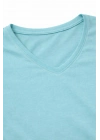 Genç Kız Çocuk V Yaka Tişört Yazlık Model Günlük Basic Body - Turkuvaz