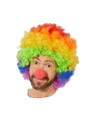 Gökkuşağı Afro Peruk ve Kırmızı Sünger Burun