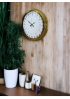 ® Gold 40 Cm Metal 24 Saat Göstergeli Özel Tasarım Duvar Saati