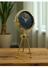 ® Gold & Black Uyumlu Şık Üç Ayaklı Metal Masa Saati