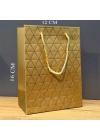 Gold Geometrik Desenli Mini Boy Karton Hediye Çantası